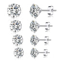 Cubic Zirconia Stud Earrings - 925 Sterling Silver