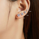 Cubic Zirconia Stud Earrings - 925 Sterling Silver